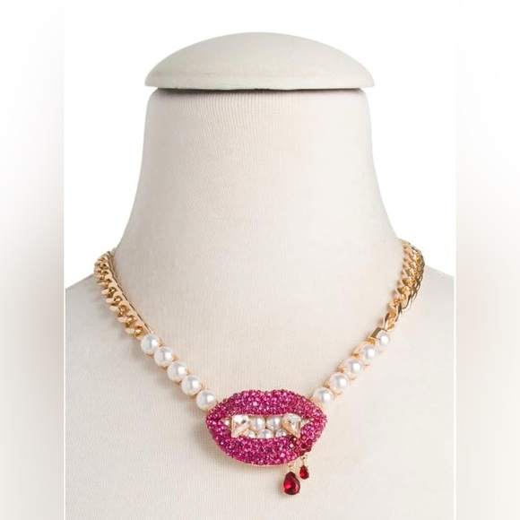 Betsey Johnson Jewelry - Betsey Johnson Betsey Johnson Vampire Teeth Pearl Necklace